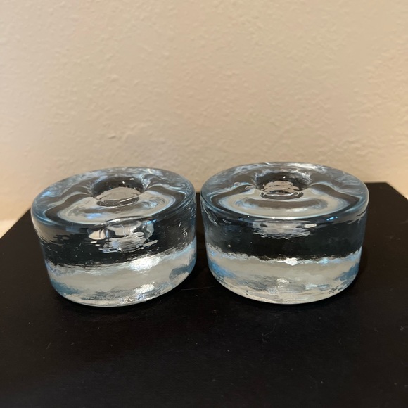 A Beautiful Pair Of Thick Of Blenko Glass Candles Holder . Excellence Condition. - Picture 8 of 8